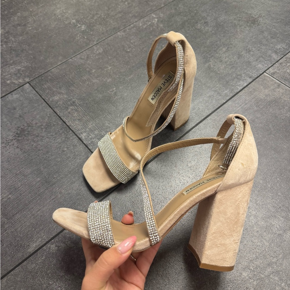 Steve Madden Mauve/ Cream Rhinestone Heels